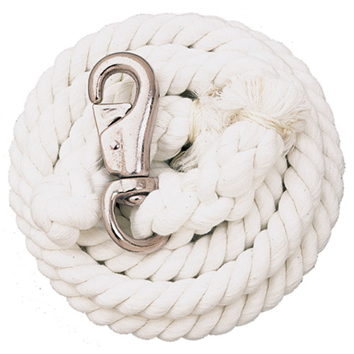 White Cotton Lead Rope with Heavy Duty Bull Snap