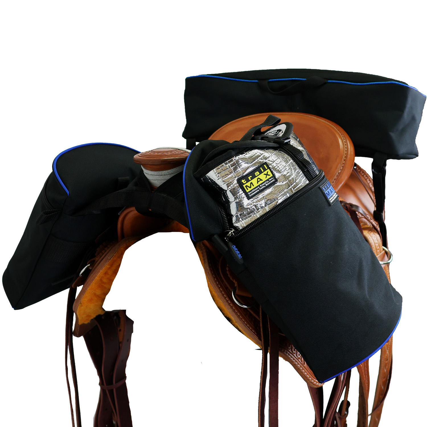 TrailMax Large Horn Bag & Cantle Bag Combo w/ Piping & Grab-and-Go Inserts (Multiple Colors)